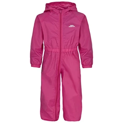Image of Trespass Button, Gerbera, 12/18, Waterproof Rain Suit with Hood Kids Unisex, Age 12 18 Months, Pink