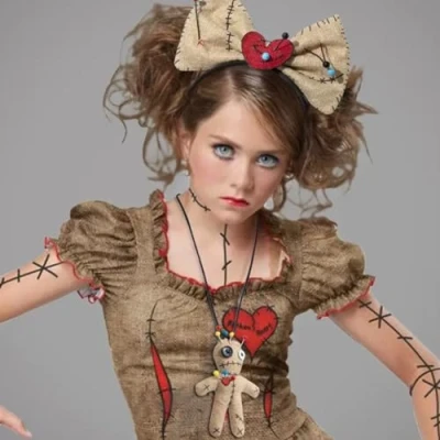 Image of eBoutik Witch Doctor Voodoo Doll Fancy Dress Prop Headband, Necklace Pinned Bow Headband &amp; Necklace, Halloween Jewellery, Scary Costume Accessory