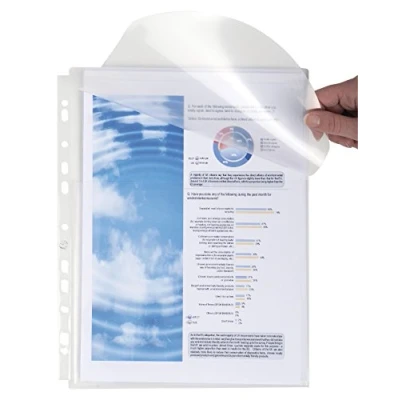 Image of Exacompta Ref 5503E PP Expanding Punched Pockets Suitable for Holding A4 Documents, 25mm Gusset &amp; Flap, Made From 200 Micron Polypropylene Transparent (Pack of 10)