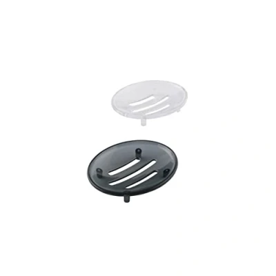 Image of axentia Soap Dish, Transparent, Anthracite, ca. 10,4 x 2 8,4 cm