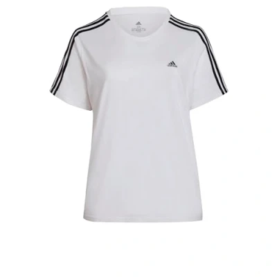 Image of adidas Women&#039;s Essentials Slim 3 Stripes Tee (Plus Size), White/Black, 4XL Plus