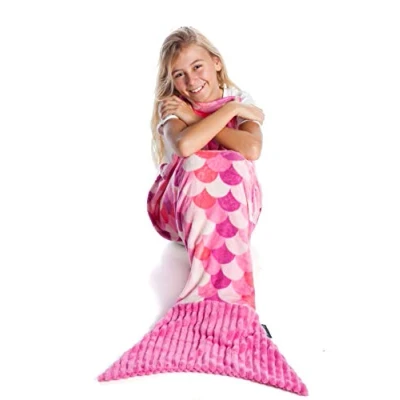 Image of Kanguru Sirena, Fluffy Tail, Fleece, Christmas Blanket, Gifts for Girls (4 12 Years), Polyester, Mermaid Pink Kid, L: 142 cm