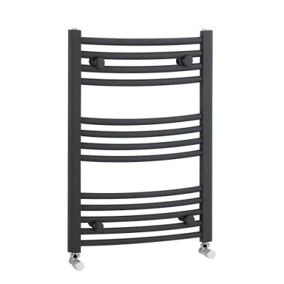 Image of Balterley Heated Vertical Towel Rail with Curved Rails 1051 BTU 700mm x 500mm Anthracite