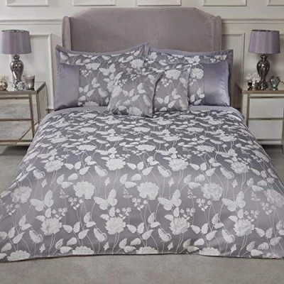 Image of Emma Barclay Butterfly Meadow Embellished Jacquard Duvet Set in Silver King