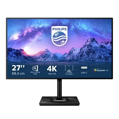 Image of PHILIPS 279C9 27 Inch 4K Monitor, 60Hz, 5ms, IPS, USB C Dock, HDR400, AMD FreeSync, Height adjust, Speakers (3840 x 2160, 400 cd/m², HDMI/DP/USB C/USB 3.2)