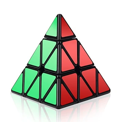 Image of ROXENDA Pyramid Speed Cube Original Triangle Pyraminx Puzzle Cube; Super Durable Smooth with Vivid Colors Easy to Turn (Sticker)