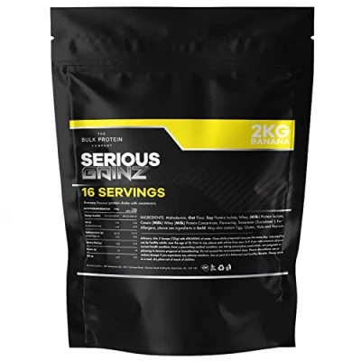 Image of The Bulk Protein Company SERIOUS GAINZ 2kg Whey Powder Weight Gain, Mass Gainer 30g Powders (Banana, 2kg)