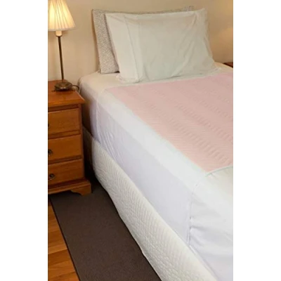 Image of Deluxe Washable Reusable Single Bed, Incontinence Pad Protector with Tucks Pink