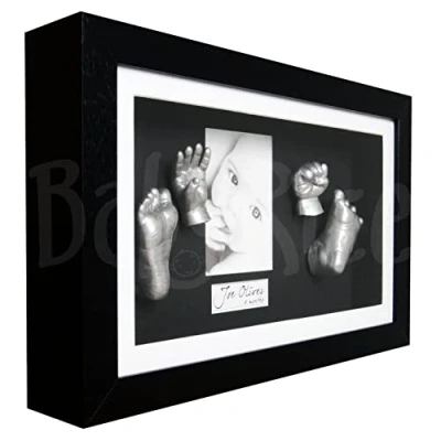 Image of BabyRice 3D Baby Hand &amp; Foot Casting Kit with Deluxe Frame (Black / White_Black)