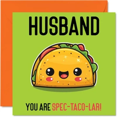 Image of Birthday Cards for Husband Spec Taco lar Funny Happy Card from Wife, Hubby Gifts, 145mm x Joke Greeting Men Him