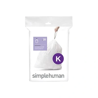 Image of simplehuman CW0171 code K Custom Fit Bin Liners, White Plastic (Pack of 20 Liners)