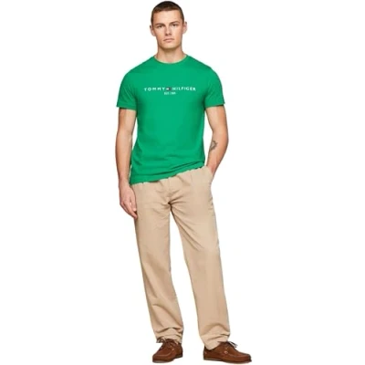 Image of Tommy Hilfiger Men Logo Tee S/S T Shirts, Green, 3XL