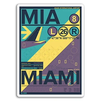 Image of 2 x 10cm Miami Airport Vinyl Stickers Florida Sticker Laptop Luggage #17149 (10cm Tall)