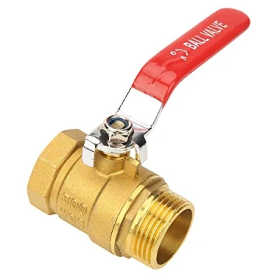 Image of Lever Ball Valves, Akozon Valve Level Handle Brass Pipe Male and Female Thread with Red 1&quot; BSP DN25 Fitting Coupler Adapter