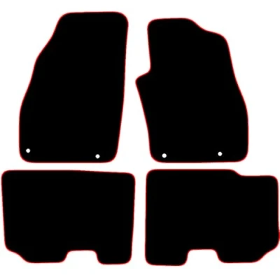 Image of Carsio Carpet Car Mats For Fiat Punto 2012 Onwards 4 Piece Set With Clips Tailored Fit Floor Mat Complete Accessory Black Custom Fitted All Weather, Anti Slip Backing &amp; Red Trim