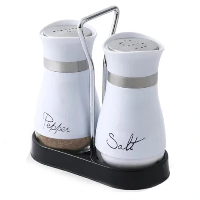 Image of GJIE Pack of 2 Salt and Pepper Pots Shaker Set Pot Kitchen Accessories (White)