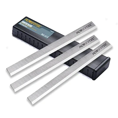 Image of POWERTEC 8 Inch Jointer Blades for Delta DJ 20, 37 365X, 350A, 380, 877, 680, 680X, 350 Jointer, Replacement 355 Knives, Set of 3 (14807V)