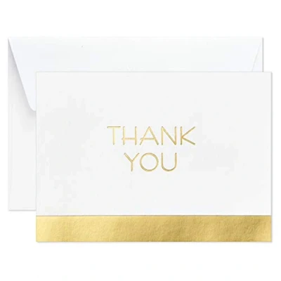 Image of Hallmark Thank You Cards, Gold and White Bulk (40 Cards with Envelopes for Graduation, Business, Wedding, All Occasions)