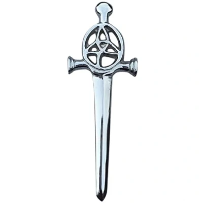 Image of Men’s Scottish Kilt Pin Thistle Antique Kilts for Men 4 Inches Scotland Highland cloak Pins &amp; Brooches Silver Gift, Irish Sword Needle10cm (Celtic Knot)