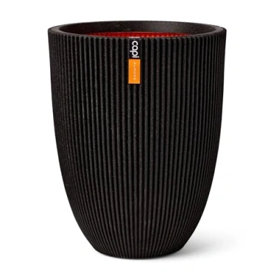 Image of CAPI EUROPE Vaas elegant laag Groove NL 34x46 Black Opening Ø27 Pot for indoor and outdoor use Shatterproof 100% recyclable KGVBL782