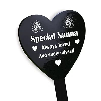 Image of RED OCEAN Nanna Memorial Plaques Graveside Stake For Grandparents Grave Marker Decorations Black Acrylic Weatherproof