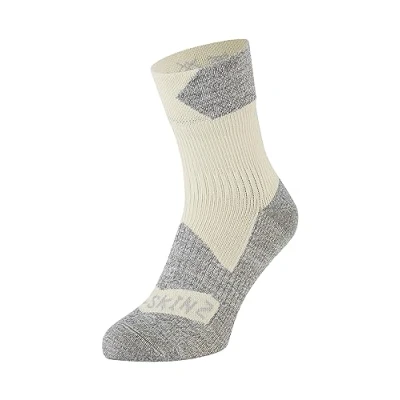 Image of SEALSKINZ Bircham Unisex Waterproof All Weather Ankle Length Sock Running, Trekking, Camping &amp; Everyday Use Merino Wool Lining 4 Way StretchCream, L