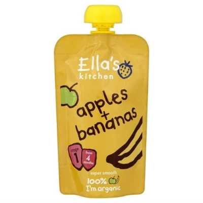 Image of Ella&#039;s Kitchen Organic Apples &amp; Bananas Stage Baby Food 1 120g