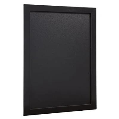Image of Securit Woody Black Chalkboard Set with Markers, 30 x 40cm Hanging Blackboard, Memo Board, Wipeable Blackboard Chalk Pen for Office, Kitchen or Weddings