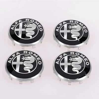 Image of jyszq 4pcs Car Wheel Centre Hub Caps for Alfa Romeo Giulia Stelvio 60mm, Anti Rust Rims Protectors Exterior Decoration Accessories