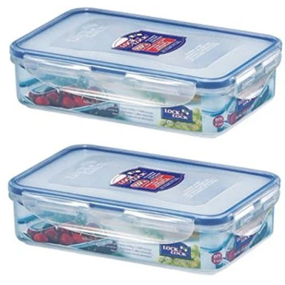 Image of 2 x Lock and &amp; Rectangular Plastic Food Container 800 ml HPL816 by