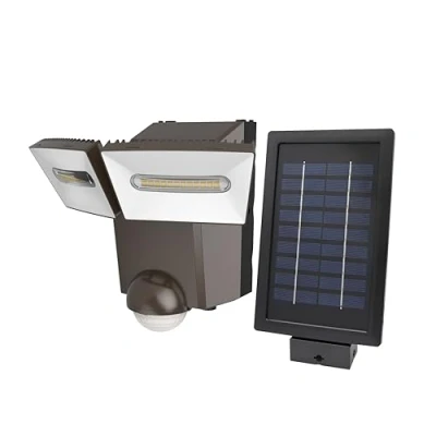 Image of Bronze IQ Twinspot PIR Solar Powered Security Light Outdoor Wall Exterior Motion Sensor 1400 Lumen LED (Single), LS1914 BZ