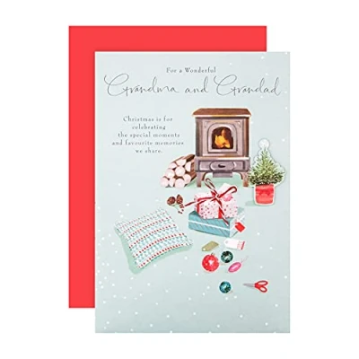 Image of Hallmark Christmas Card for Grandma and Grandad Classic Lucy Cromwell Illustrated Design