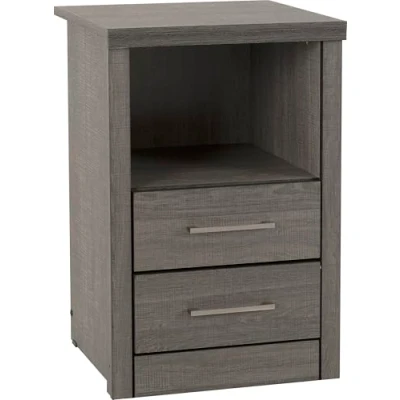 Image of Seconique Lisbon 2 Drawer Bedside in Black Wood Grain