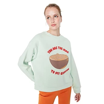 Image of Trendyol Women&#039;s Twoaw23sw00734/Mint Sweatshirt, Mint, XL UK