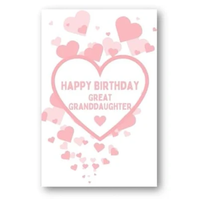 Image of Second Ave Great Granddaughter Pink Hearts Love Cute Happy Birthday Card Greetings For Her