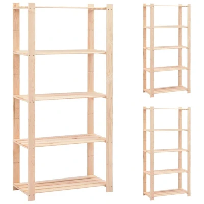 Image of vidaXL 5 Tier Storage Racks 3 pcs 80x38x170 cm Solid Pinewood 250 kg