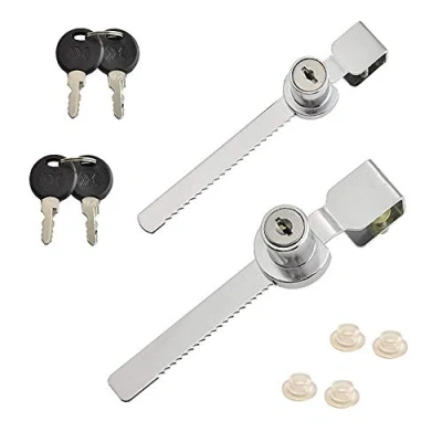 Image of 2 Set Sliding Glass Door Ratchet Lock Cabinet Locks for Drawer Display Case with 4 Keys