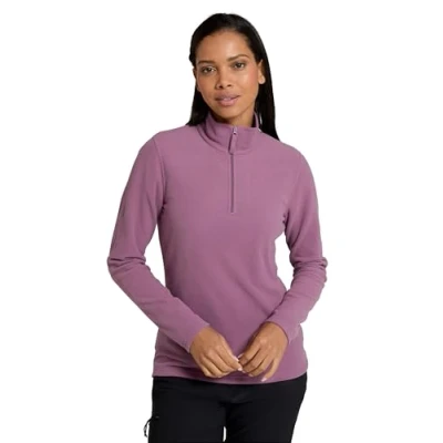 Image of Mountain Warehouse Camber Half Zip Women&#039;s Striped Fleece Lightweight, Warm &amp; Cosy Sweatshirt Top Best for Camping, Outdoors, Travelling Hiking Dusky Purple S
