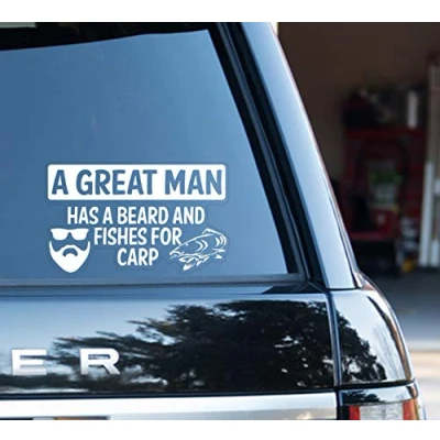 Image of Watershed Fishing decals Great Men have beards and fish for Carp in a choose of black or white (White)