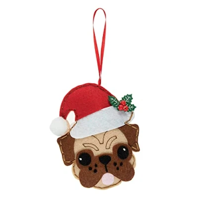 Image of Trimits Christmas Felt Decoration Kits, 9 x 12cm, Festive Pug