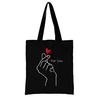 Image of Printed Canvas reusable grocery Bags, Foldable Casual Travel HandBag, Shoulder Beach Tote Shopper bag eco friendly super strong washable Storage bags Shopping for Women (For You)