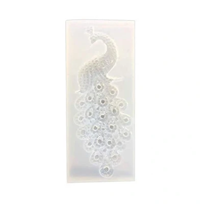 Image of P12cheng Silicone Mold for Resin,Silicone Peacock Mirror Mould DIY Handcrafts Craft Jewelry Pendant Epoxy Resin Tool White