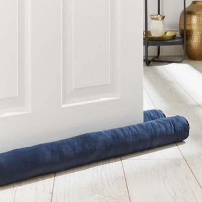 Image of Catherine Lansfield Kingsley Matt Velvet Double Sided Under Door Draught Excluder Navy Blue