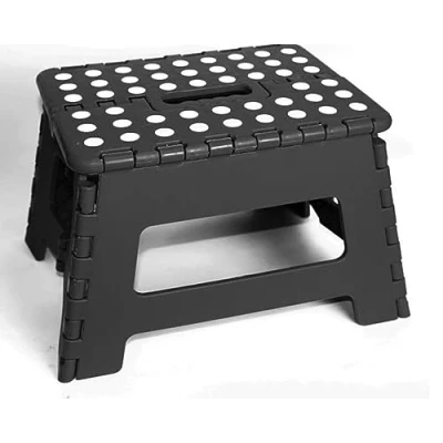 Image of 9 Inch Folding step Stool for Adults,Non Slip Foldable Steps Kitchen,Gardens,Bedrooms,Plastic Kids,Collapsible Folding,Step Up Stool,Fold Away (Black)