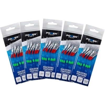 Image of Mackerel feathers sea fishing rigs lures 7 Hooks (Silver Reflector 5Pcs)
