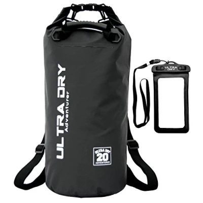 Image of Premium Waterproof Bag, Sack with phone dry bag and long adjustable Shoulder Strap Included, Perfect for Kayaking/Boating/Canoeing/Fishing/Rafting/Swimming/Camping/Snowboarding (black, 20 L)