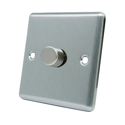 Image of AET CSC1GDIM10 Satin Chrome Classical 1000W 10 Amp Single 1 Gang 2 Way Light Dimmer Switch, 1000 W, 240 V
