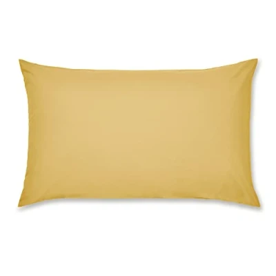 Image of Catherine Lansfield Easy Iron Percale Standard Pillowcase Pair Ochre Yellow