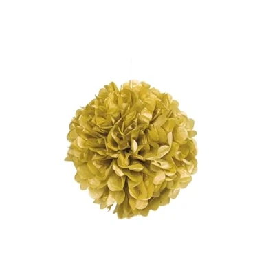 Image of Metallic Gold Hanging Paper Tissue Pompom (40cm) 1 Piece Vibrant Solid Color Party Decoration for Birthdays, Weddings, Baby Showers, and Events