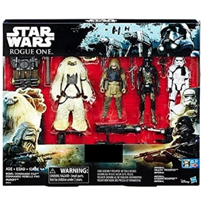 Image of Star Wars Rogue One Exclusive Action Figure 4 Pack Includes: Rebel Commando Pao, Moroff, Imperial Death Trooper and Stormtrooper